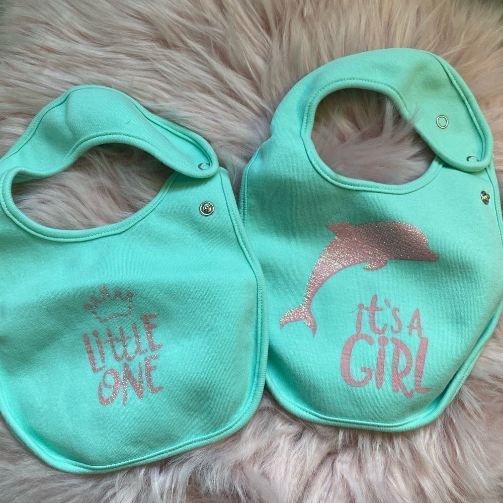 Mint colored bibs for baby girl